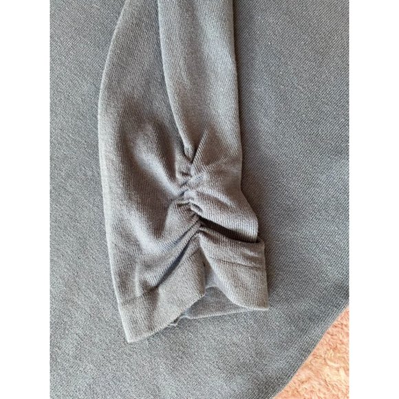 Simon Chang V-Neck Knit Sweater 3/4 Ruching Sleeve Blue Size Small - Picture 5 of 8